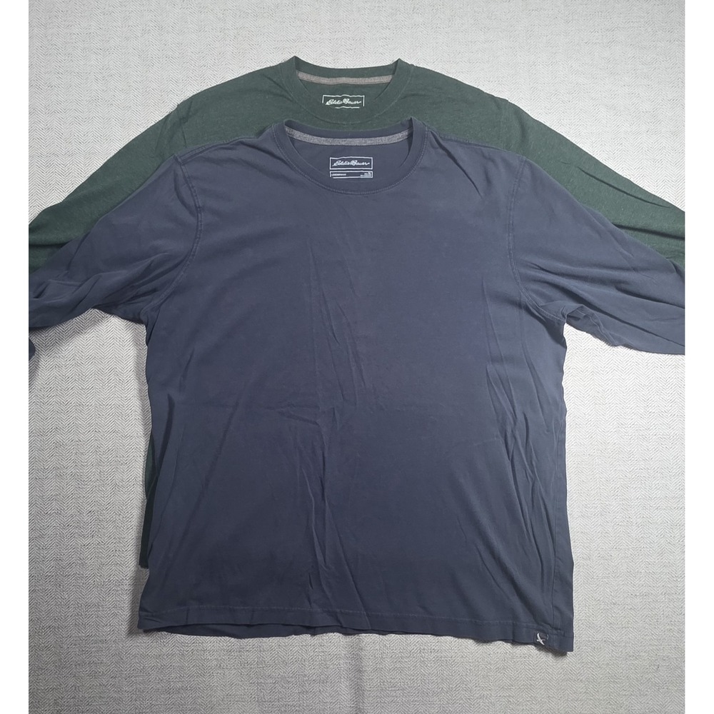 Eddie Bauer Legendwash Men's XL Long Sleeve T-Shirt Lot of 2 Green Blue Crew